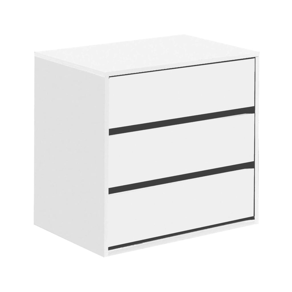 Cassettiera Antar, Settimanale a 3 cassetti, Mobile ComÒ² basso per interno armadio, Settimanale moderno, cm 60x44h57, Bianco