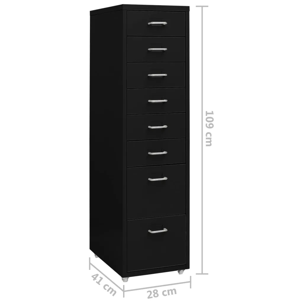 Schedario Mobile Nero 28x41x109 cm in Metallo 335922