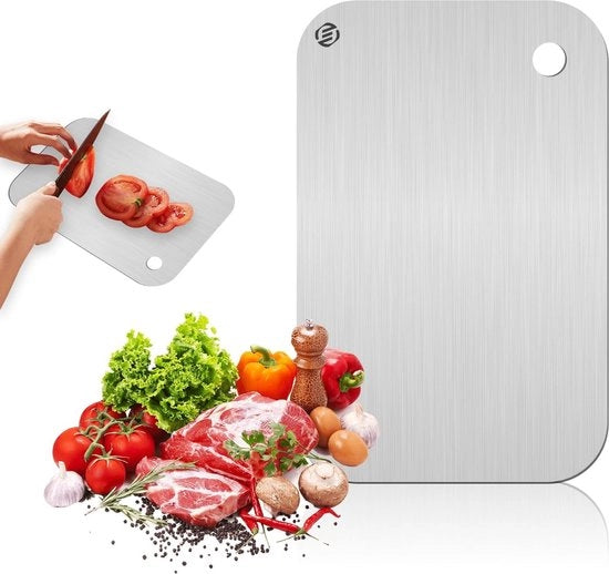 Piastra di taglio in titanio - Senza plastica - Senza odori - Inox - Piastra di taglio anti batterico - Resistente a lavastoviglie