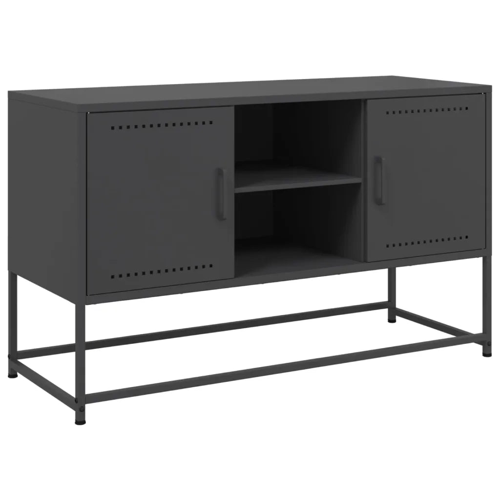 Mobile TV-Credenza per TV-Console TV Nero 100,5x39x60,5 cm in Acciaio 203880