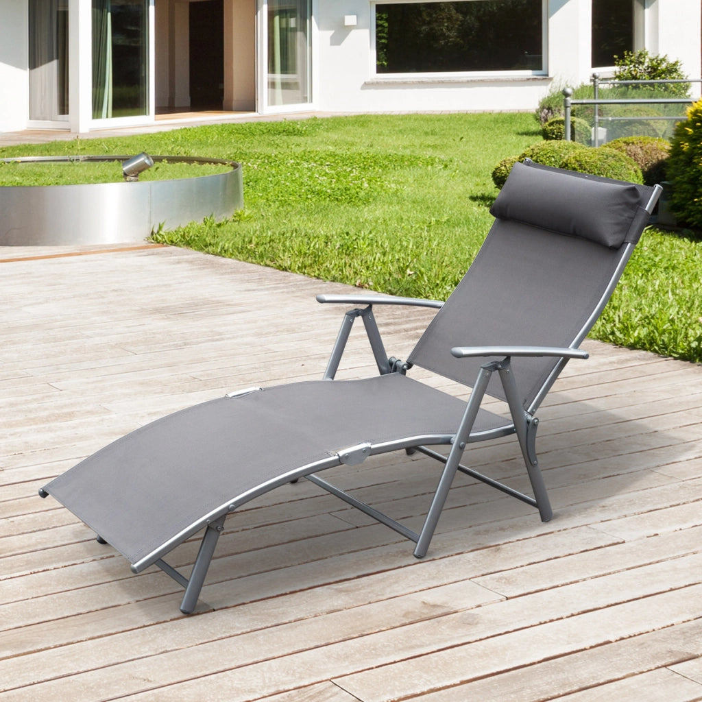 Poltrona da giardino pieghevole con schienale regolabile ¨C zephmum ¨C grigio 137x63.5x100.5 cm