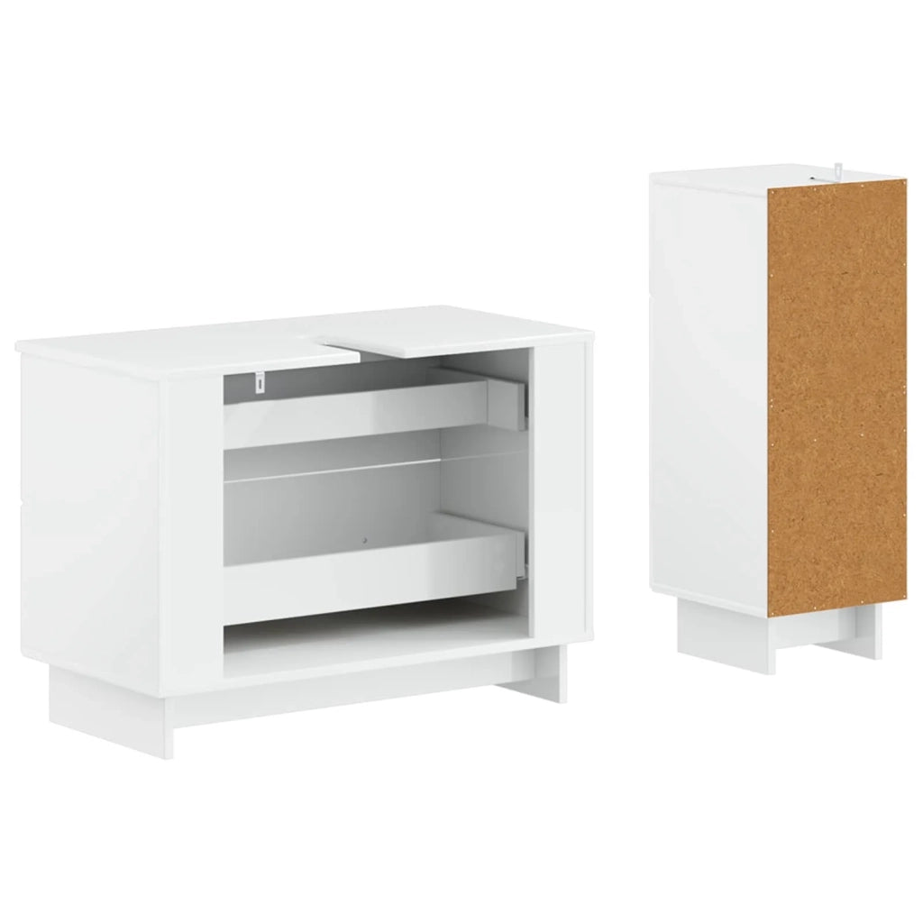 Set di Armadi da Bagno da 2 Pezzi EDE Bianco Lucido 3417661