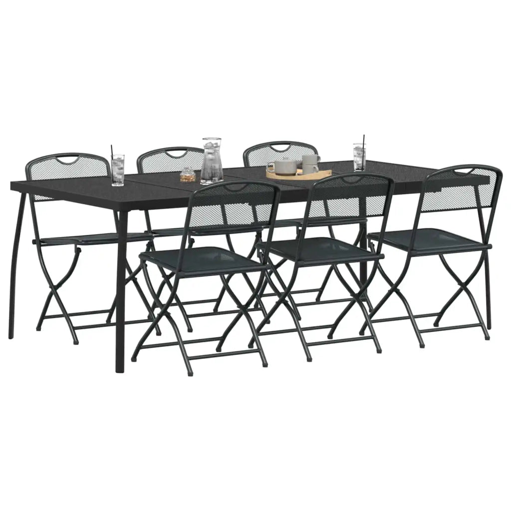 Set di Mobili da Esterno 7 pcs Antracite Ferro e Acciaio
