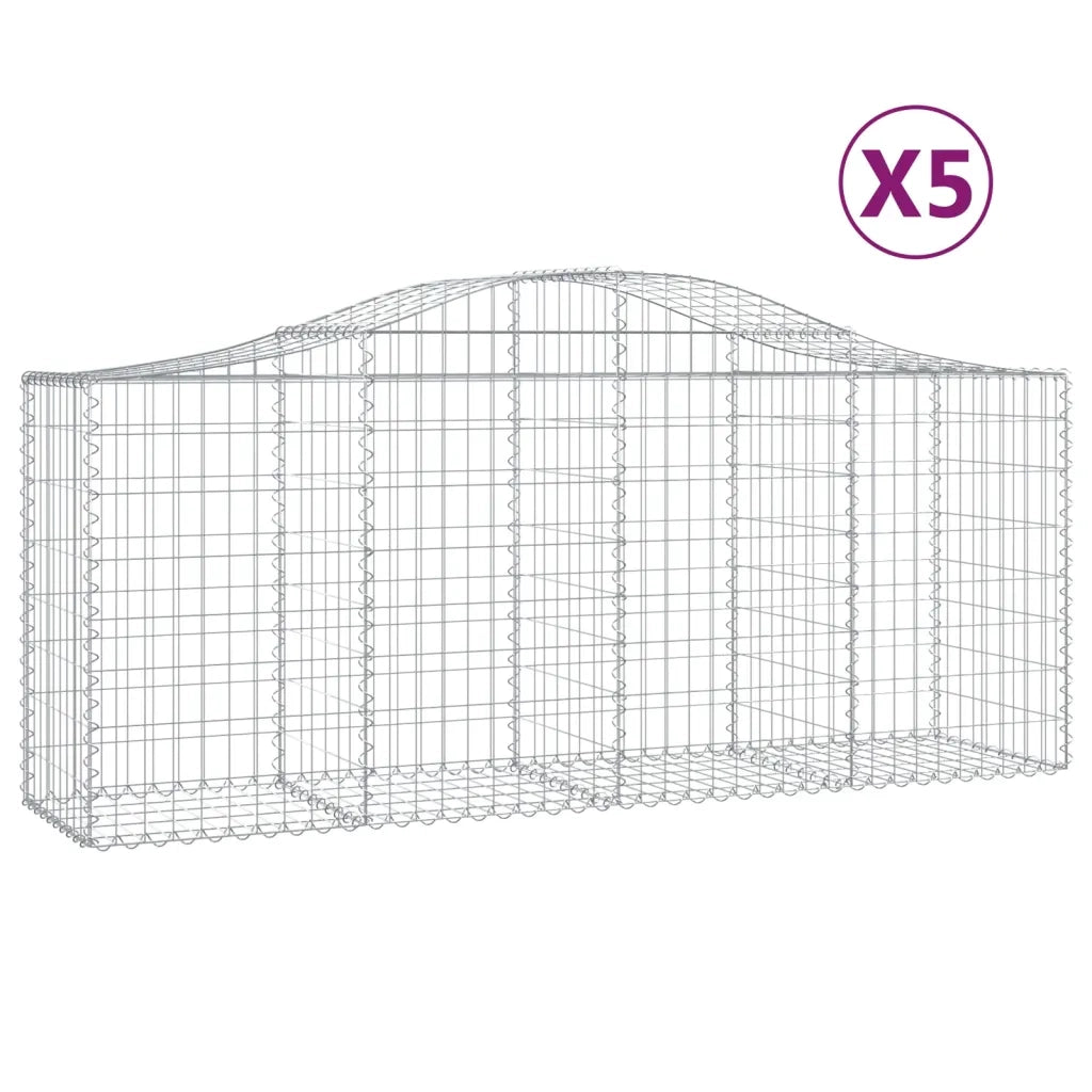 Cesti Gabbioni ad Arco 5 pz 200x50x80/100 cm Ferro Zincato