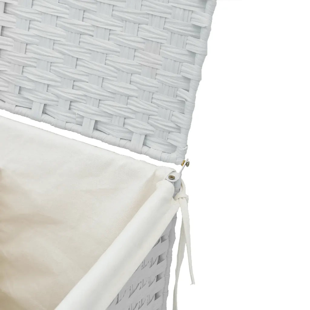 Cesto Portabiancheria Coperchio Bianco 46x33x60 cm Polyrattan CFW8762169