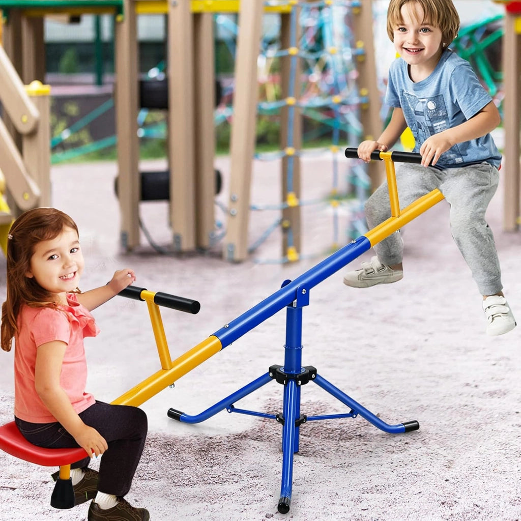 Altalena Basculante per Bambini, Altalena Saliscendi a 360° con Fermo per le Gambe, Altalena Basculante per Esterno Cortile e Parco Giochi, 2 Posti a Sedere