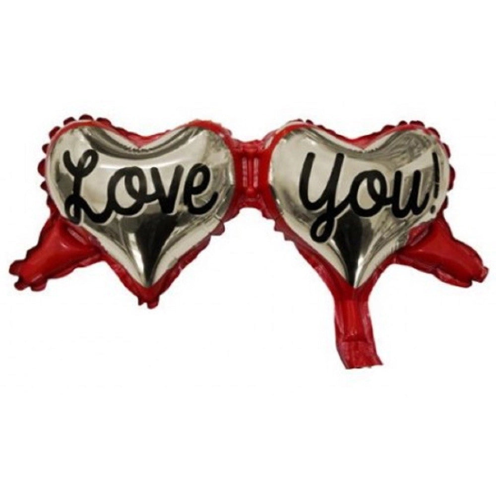 Trade Shop - Set 3 Pz Palloncino 2 Cuori I Love You Pallone Bacchetta Addobbo San Valentino -