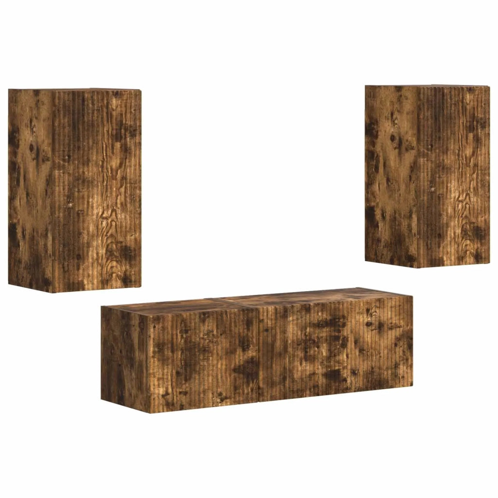 Set di Mobiletto da TV a Parete 4 pcs Rovere fumé 3408912
