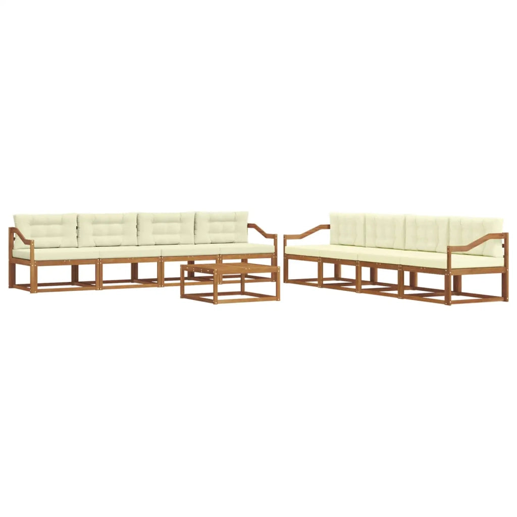 Set di divani da esterno con cuscino 9 pcs Naturale e Crema