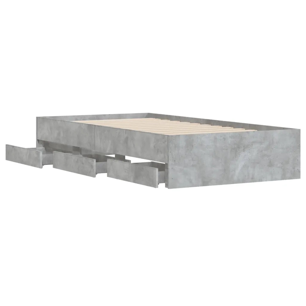 Letto singolo | Letto per adulti | Giroletto Cassetti Grigio Cemento 75x190 cm Legno Multistrato