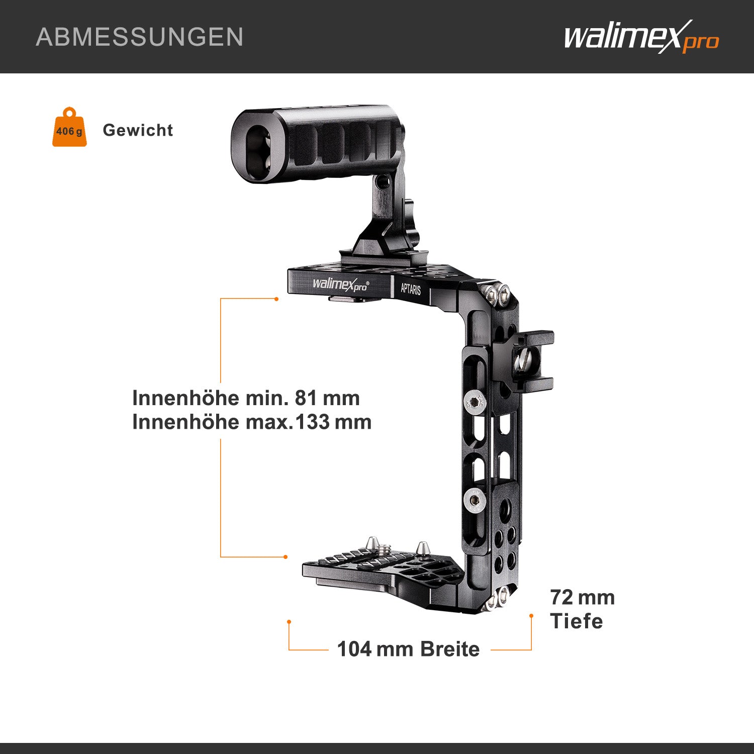 20773 Aptaris Universal XL MK II sistema a gabbia/rig per fotocamere DSLR/telecamere di sistema