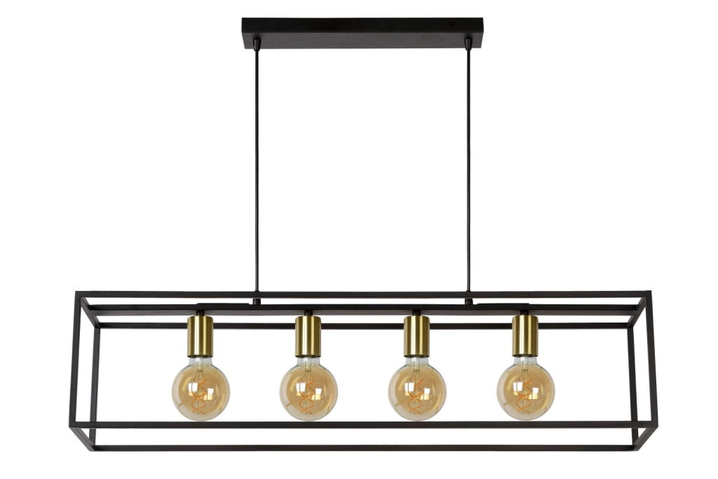 Lampadario Lucide Ruben 4xE27 nero/oro dimmerabile 92cm