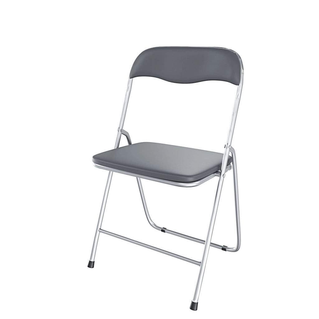 Set da 6 Sedia Pieghevole Slim Opaca in Metallo Sedie Salvaspazio per Ufficio Casa Campeggio Salotto Cucina In Ecopelle con Comoda Seduta Imbottita 78 x 44 x 44 cm Grigio