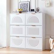 Scarpiere moderna 6 scomparti - Xylo - L118xH115xP25 cm - Bianco - Apertura a ribalta per ingresso/corridoio