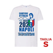 Trade Shop - Maglietta Ssc Napoli Tshirt Bianca Con Stampa Campioni D'italia 2023 Calcio -    S