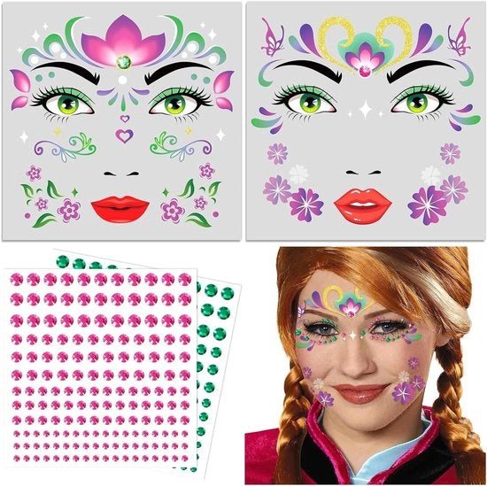 Costumi di carnevale premium per bambine - Abbigliamento da Frozen Anna - Accessori da carnevale - Tema pietre luccicanti - Trucco per principesse - Costumi carnevale Frozen Anna