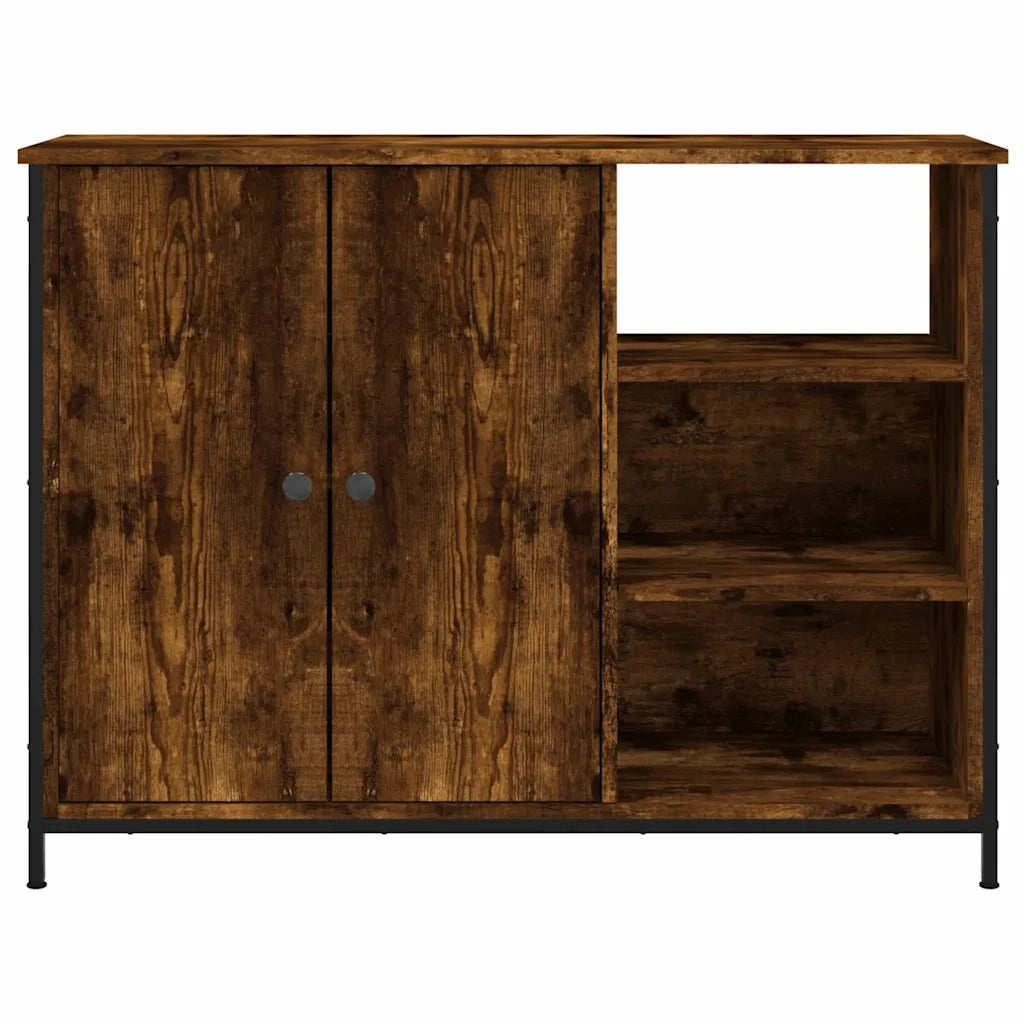 Credenza Rovere Fumo 100x33x75 cm in Legno Multistrato 835551