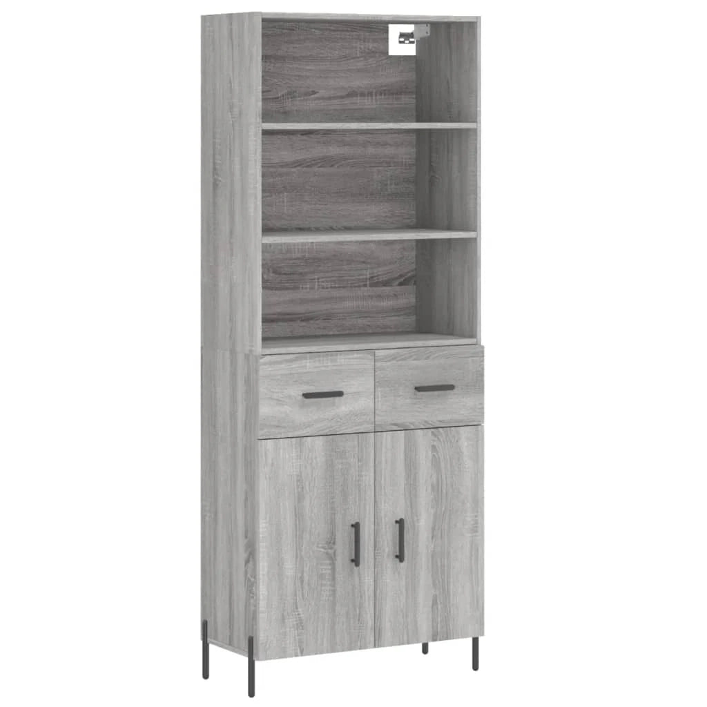 Buffet credenza cassettiera armadio mobile contenitore organizer cucina soggiorno salotto rovere Sonoma alto 69,5 x 34 x 180 cm legno ingegnerizzato grigio 02_0035410