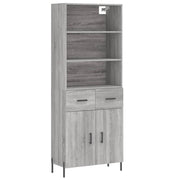 Buffet credenza cassettiera armadio mobile contenitore organizer cucina soggiorno salotto rovere Sonoma alto 69,5 x 34 x 180 cm legno ingegnerizzato grigio 02_0035410