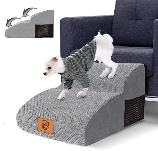 Trappola per cani per piccoli cani, 2 gradini scala per animali domestici, trappola per cani impermeabile in spugna, superficie antiscivolo per cani per divano, trappola per cani con copertura lavabile, scala per cani portatile