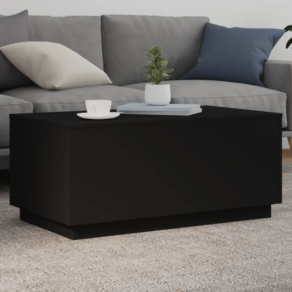Tavolino da Soggiorno con Luci LED Nero 90x50x40 cm 839876