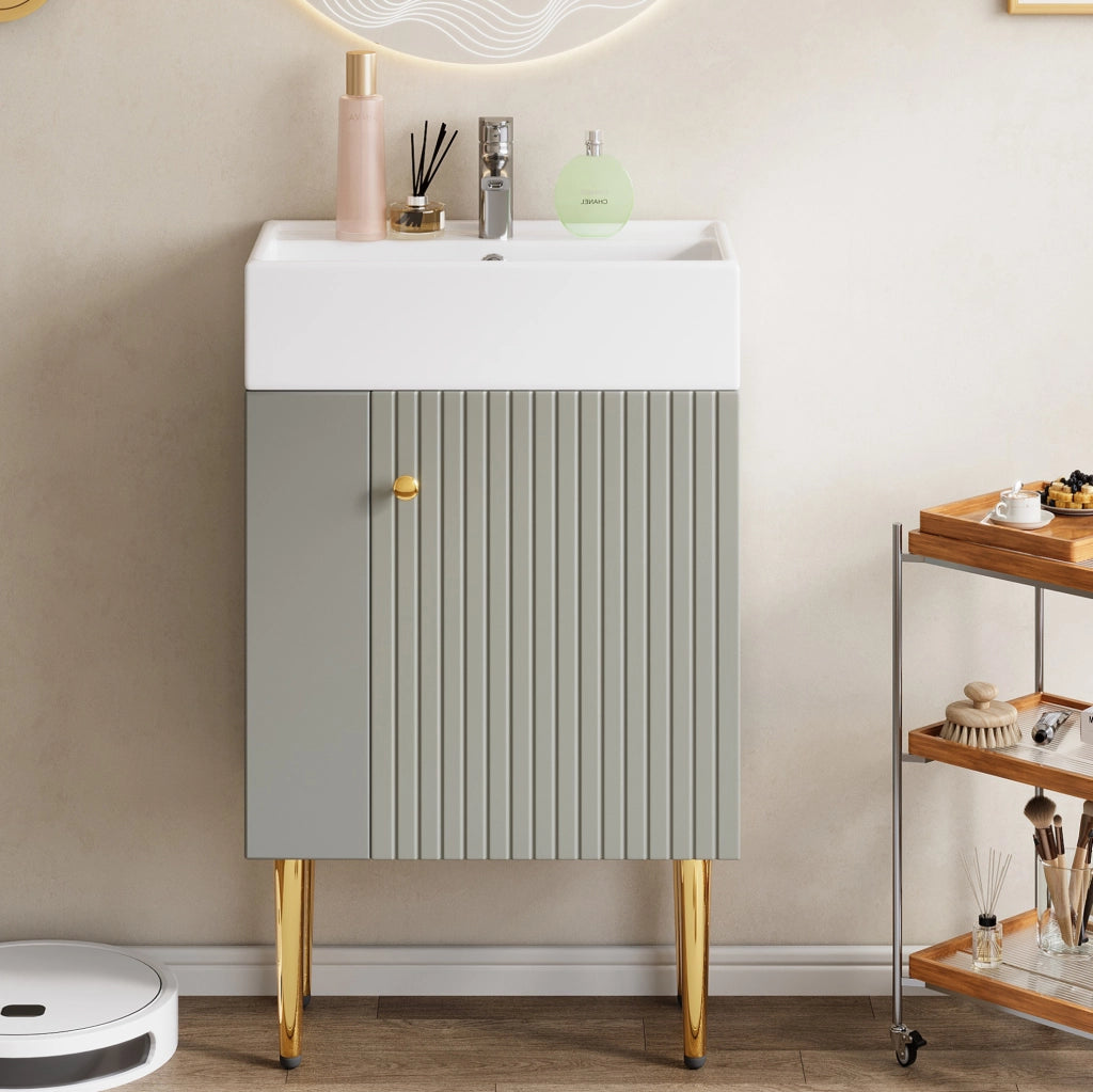 Mobile bagno con lavabo integrato grigio e bianco