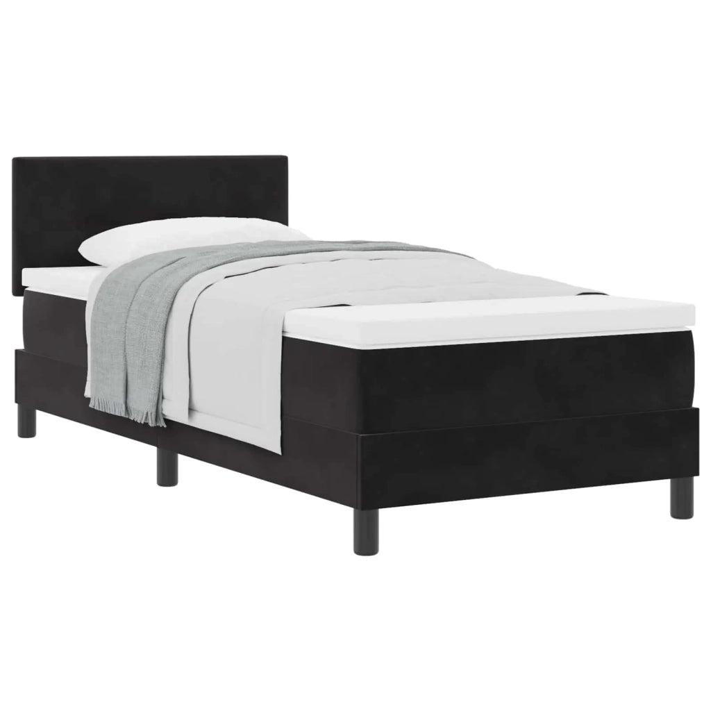 Letto a molle con materasso Nero 100 x 200 cm Velluto 3339154