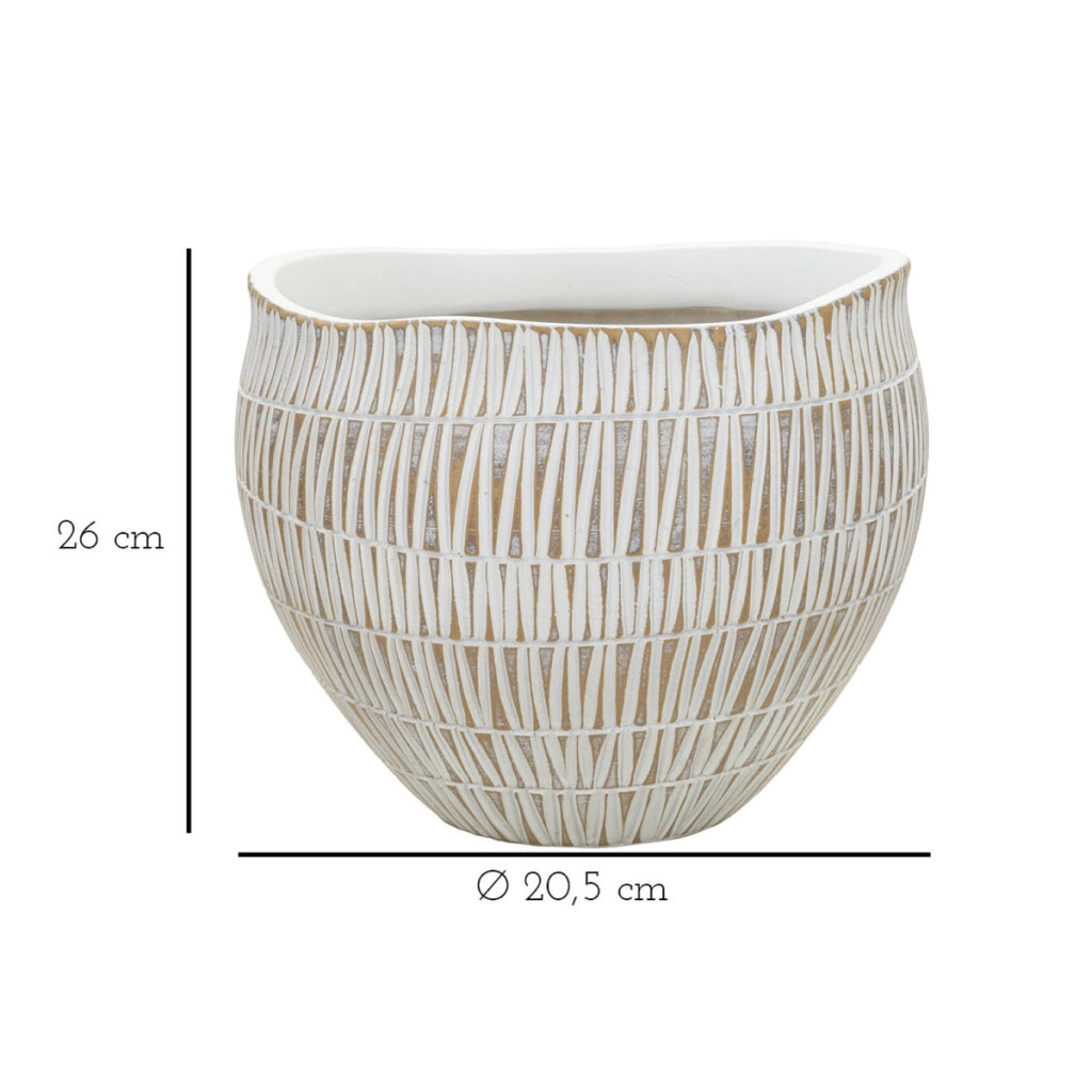 Vaso Decorativo VKH683, Bianco, Poliresina, 26x26x20,5 cm