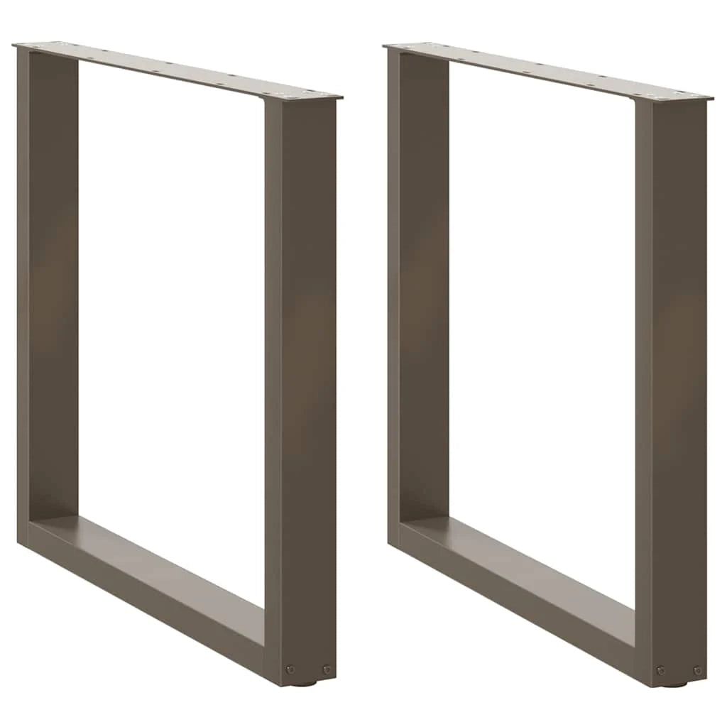 Set di 2 gambe regolabili per tavolo da pranzo a forma di U 80 x 73 cm design moderno acciaio naturale 02_0057431