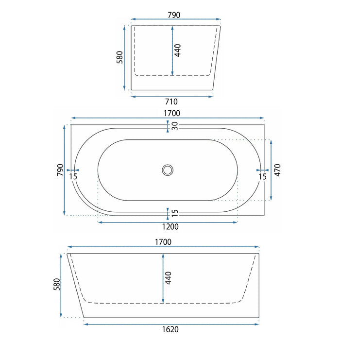 Vasca Da Bagno Angolare In Acrilico Bellanto Slim 170 Destra