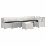 Divano da Giardino 6 Posti con Cuscini Aspetto Rattan PP Bianco 3444115