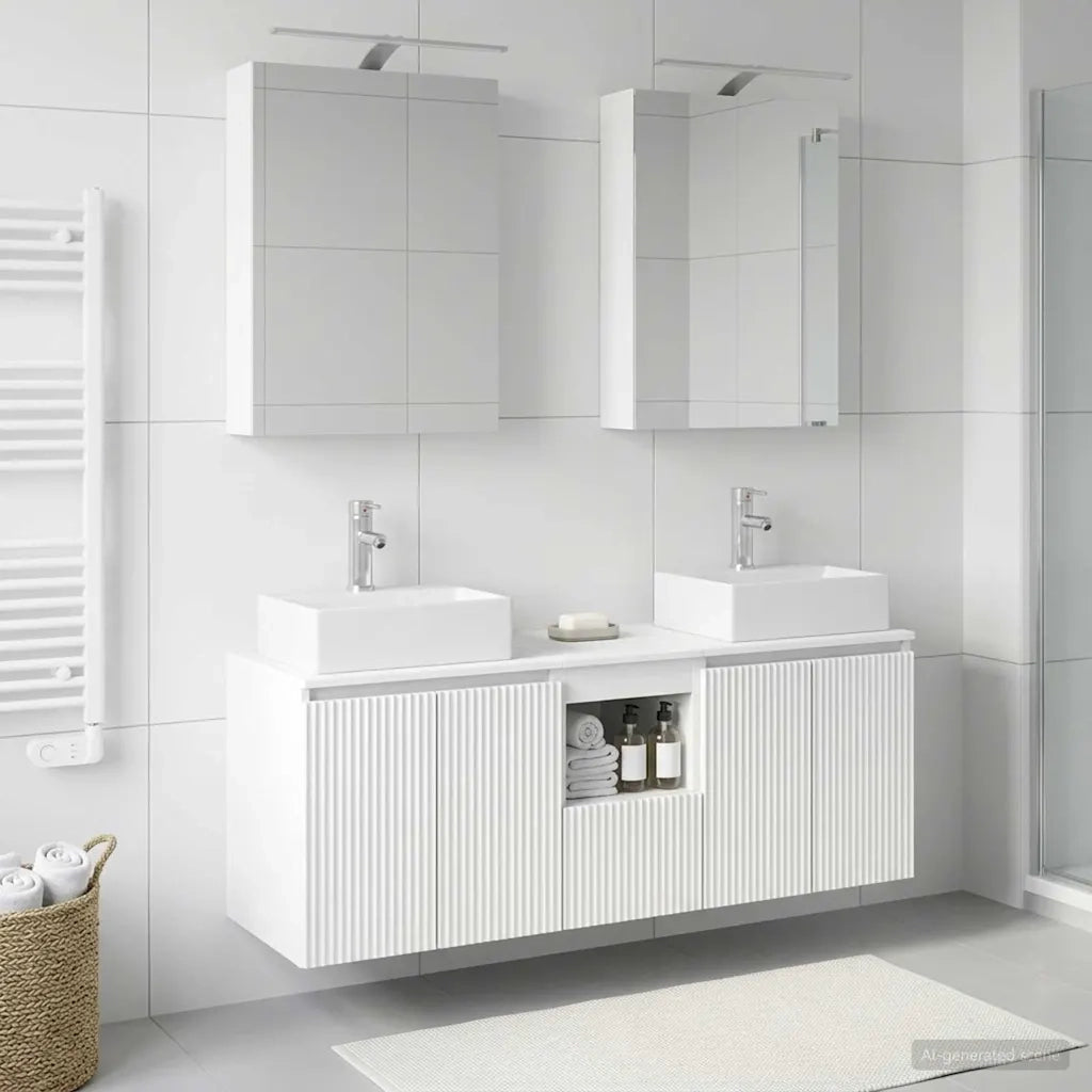 Set di Armadi da Bagno 5 pcs Bianco Legno ingegnerizzato 3406391