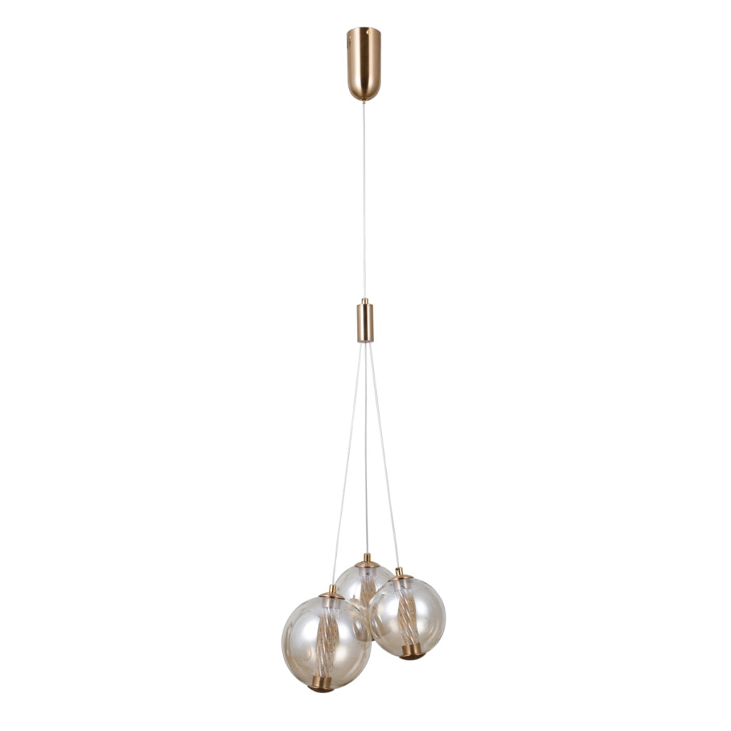 Lampadario Italux Butero oro, vetro ambra, LED 12W