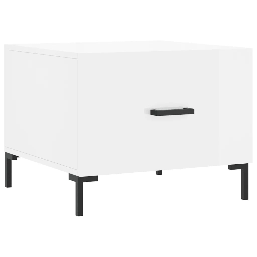 Tavolino da Salotto Bianco Lucido 50x50x40 cm Legno Multistrato 829400