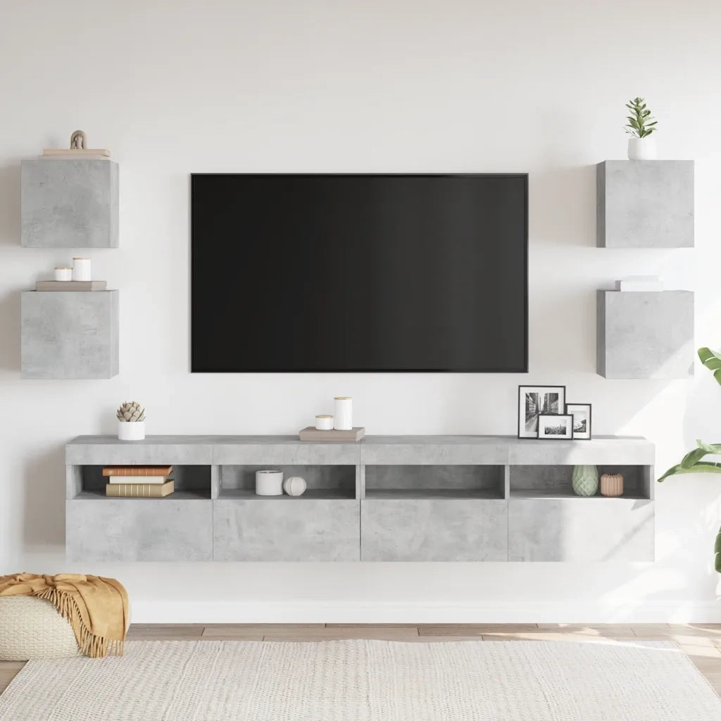Armadietti a Parete per TV 4 pz Grigio Cemento 30,5x30x30 cm cod mxl 59624