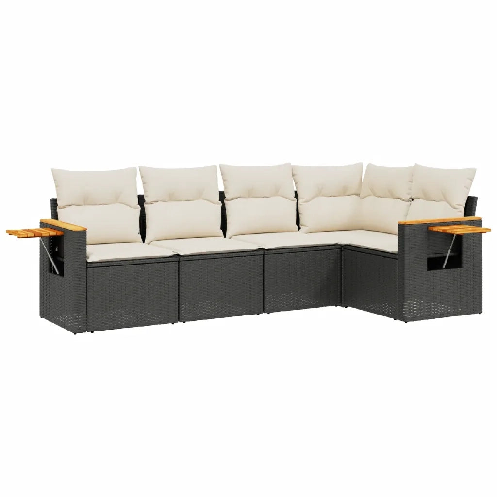 Set Divani da Giardino 5 pz con Cuscini in Polyrattan Nero 3226784