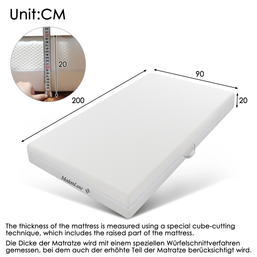 Materasso in schiuma comfort 7 zone bianco 90x200 cm