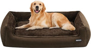 Letto per cani, Banca per cani, Cuscino per cani, Grembiule per cani Rimoscibile e Lavabile, Marrone, 110 x 86 x 26 cm