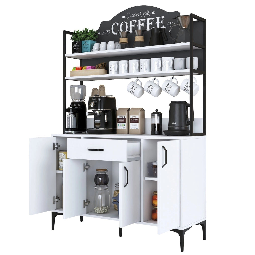 Madia Camino, Credenza 4 Ripiani, 120x40x184h cm Bianco