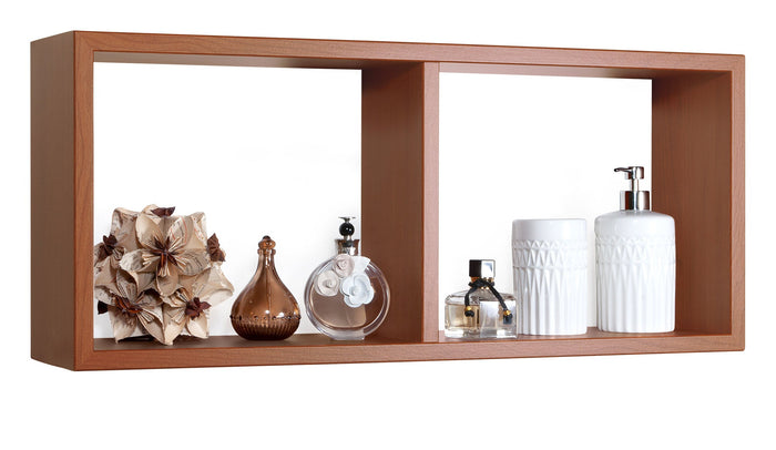 Mensola Rettangolare 2 Scomparti da Parete 70x30x15,5 cm in Fibra di Legno Morgana Ciliegio