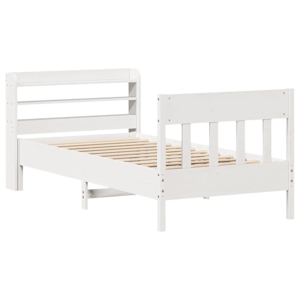 Letto singolo | Letto per adulti | Letto senza Materasso Bianco 90x190 cm in Legno Massello Pino