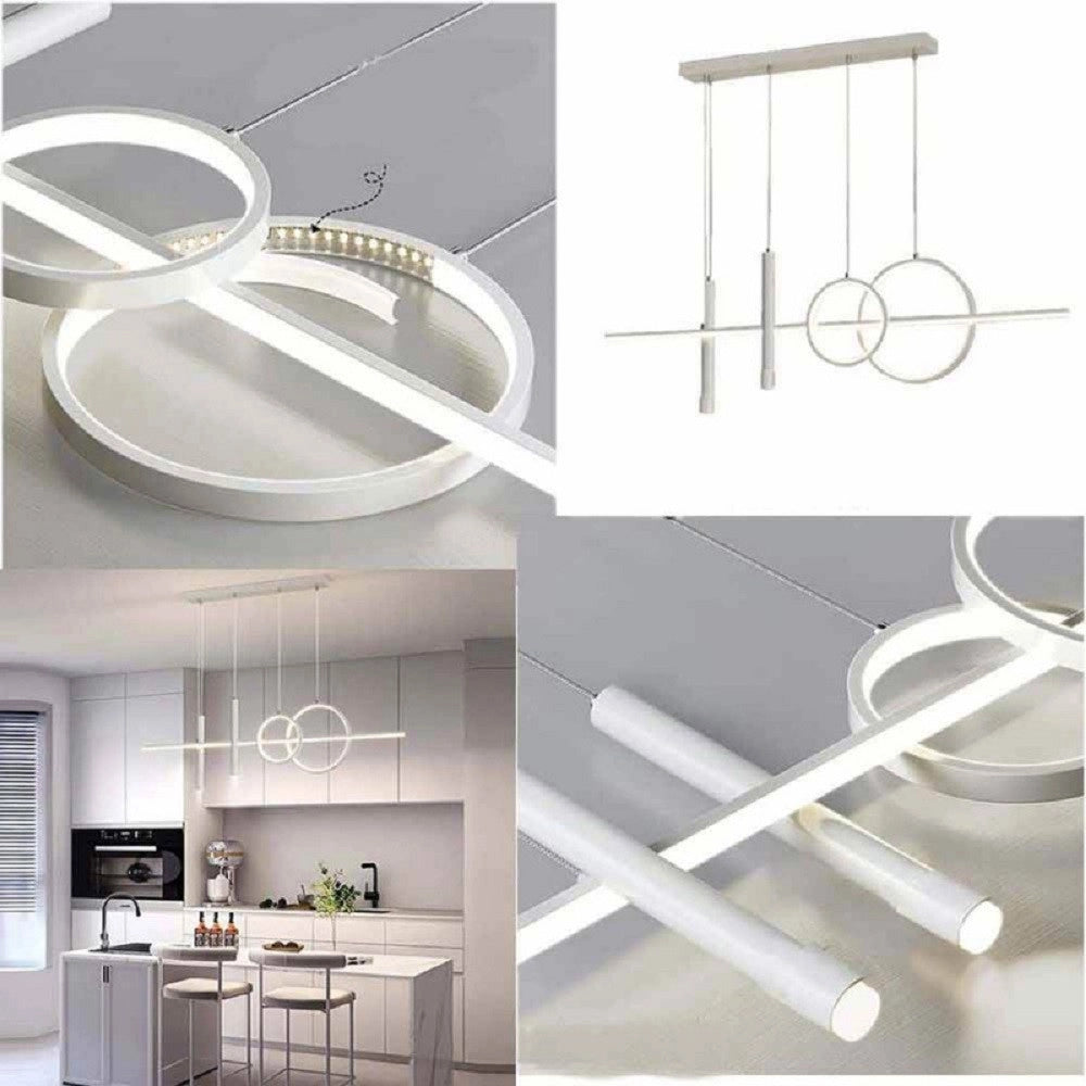 Trade Shop - Lampadario Sospeso Con Anelli Punto Luce Cilindri Luce 6500k 4000k 3000k Lp-42b -