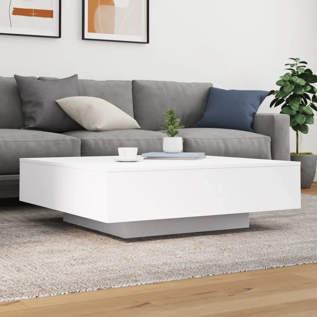 Tavolino da Soggiorno con Luci LED Bianco 100x100x31 cm 836602
