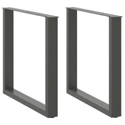 Gambe per tavolo da pranzo a forma di U 2 pz Antracite 80x(72-73) cm Acciaio