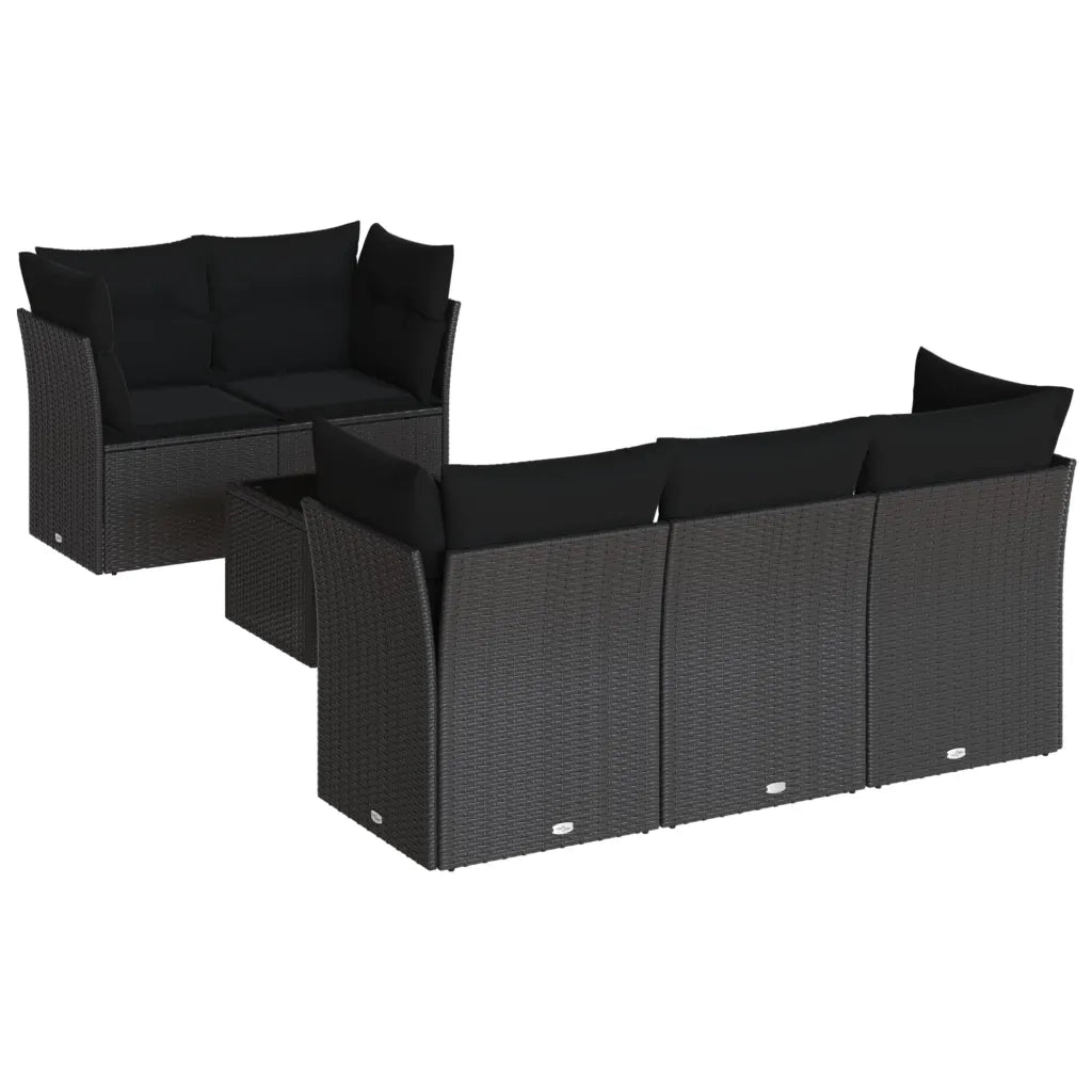 Set Divano da Giardino 6 pz con Cuscini Nero in Polyrattancod mxl 87057