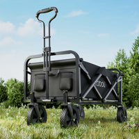 Toboli Carretto a mano pieghevole, max 100 kg, tessuto impermeabile nero e manico telescopico, Carrello spiaggia