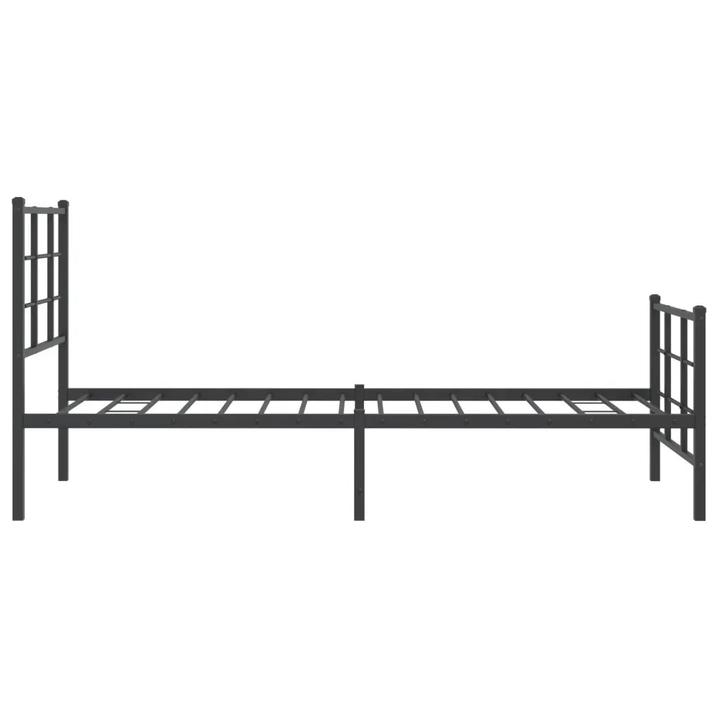 Letto singolo | Letto per adulti | Giroletto con Testiera e Pediera Metallo Nero 75x190 cm