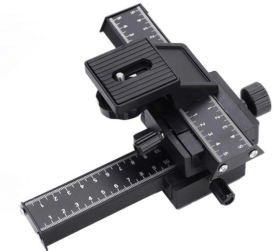 Regolatore di posizionamento 4 vie - Macro rails regolatore di posizionamento - Posizionamento preciso - Lega di alluminio - Nero - 18x16,5x9 cm - Slider per fotocamera