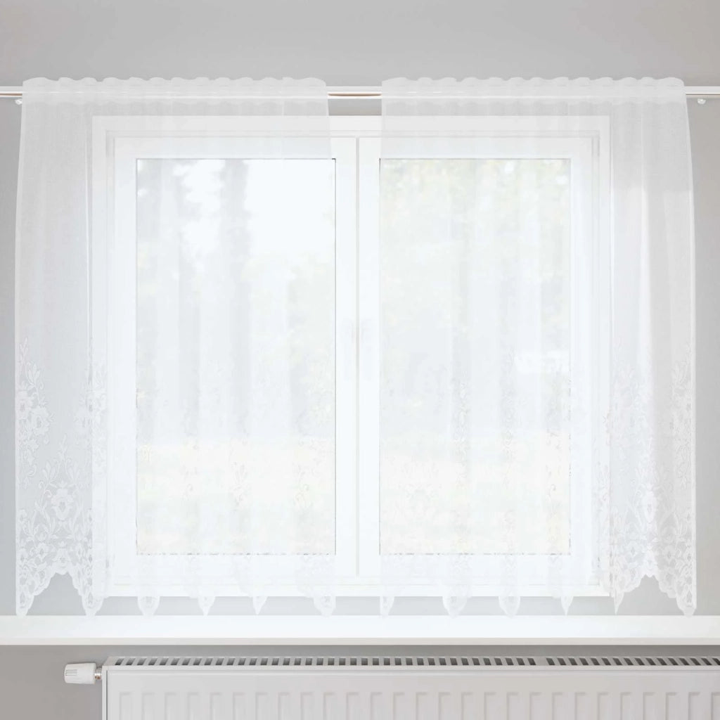 Tenda in Pizzo con tende Bianco 150 x 160 cm Poliestere