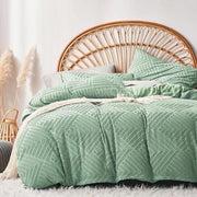 Set di coperte di letto stile boho moderno 135 x 200 cm con disegno geometrico e cuscino